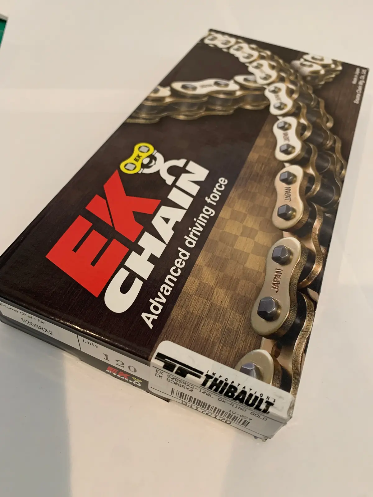 Motocross Chain, Ek, 520Srx2-120 Link, Gold, "Qx" Ring 1