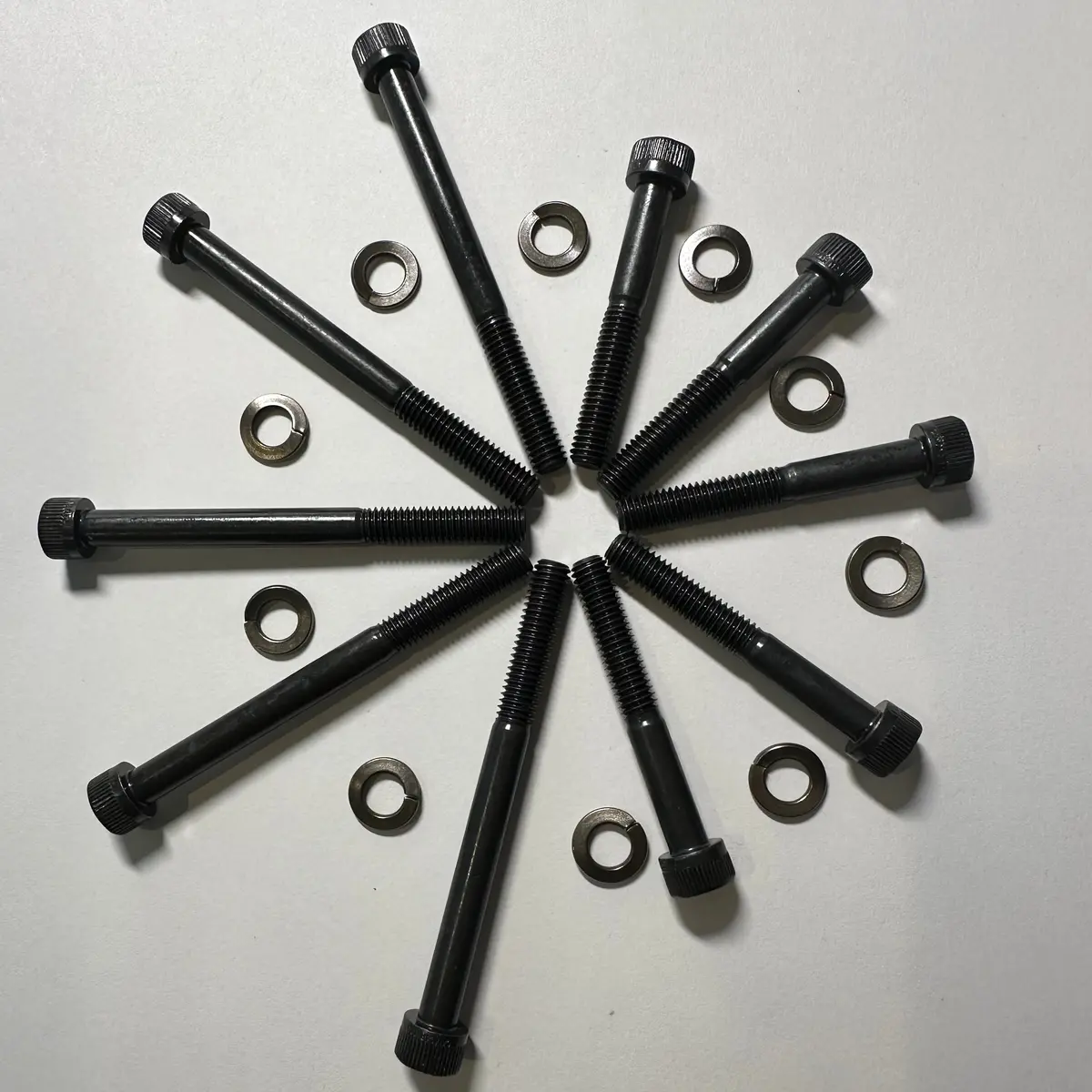 Can Am Engine Case Bolts, 125, 175, 250, Set Of 10 With Lock Washers, Black - New! 1