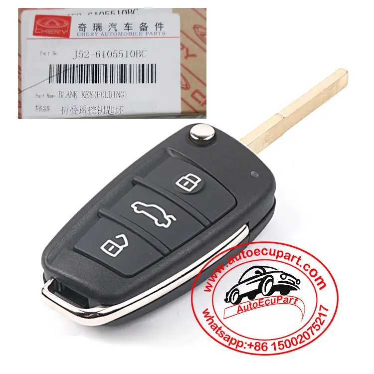 J52-6105510Bc Flip Remote Key 433Mhz Id46 Chip 3 Button For Chery Tiggo5 J526105510bc 1