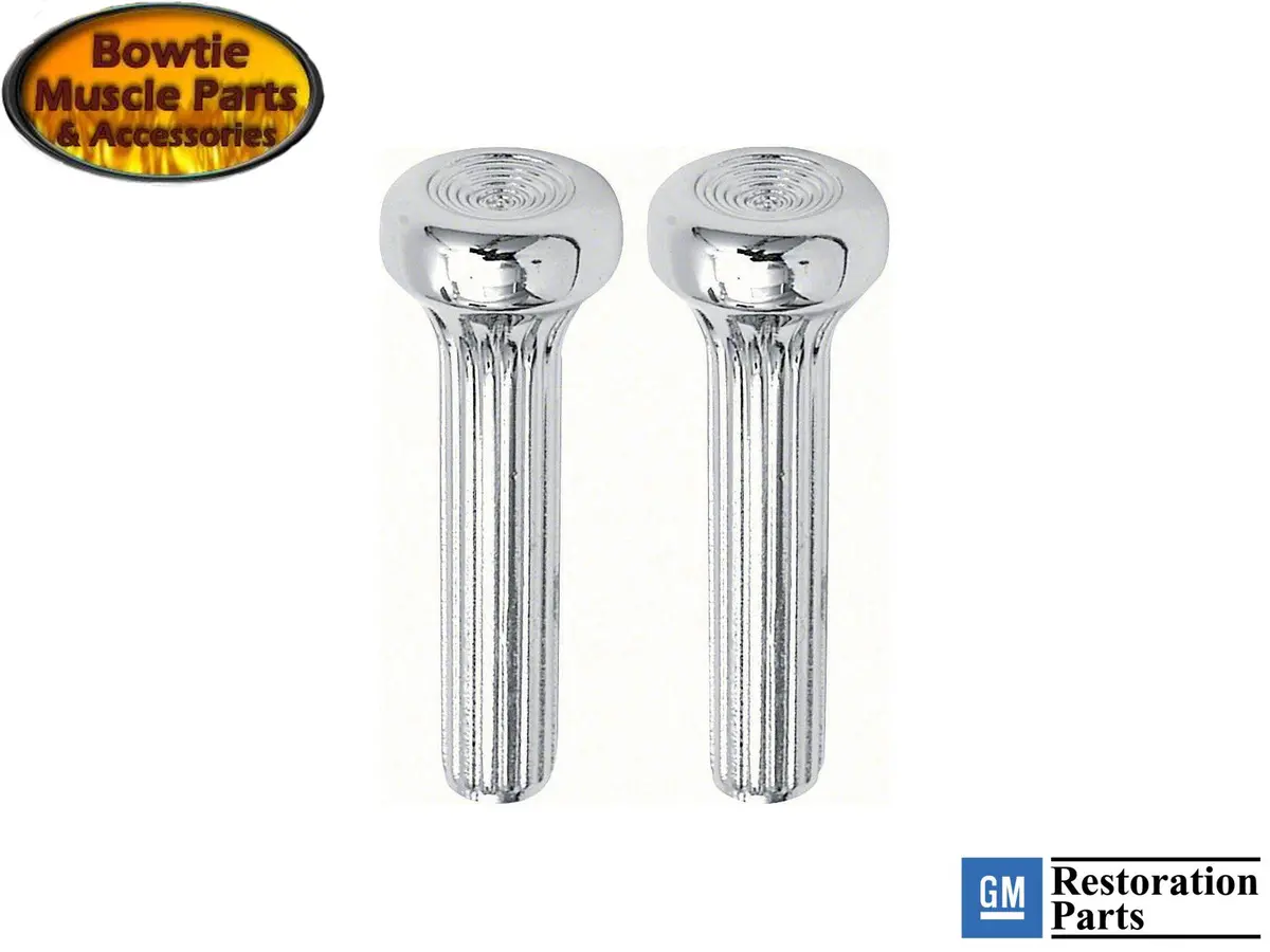 68-90 Chrome Ribbed Door Lock Knobs Diecast Camaro Firebird Impala Nova 1