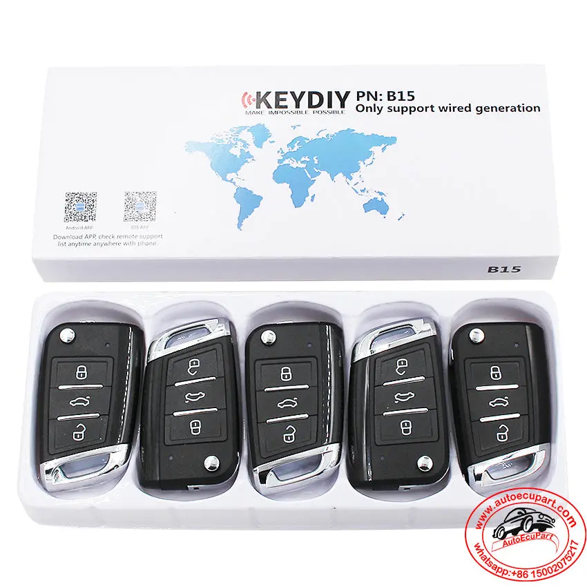 5Pcs Kd B15 Universal Remote Control Key 3 Button (Keydiy B Series) 1