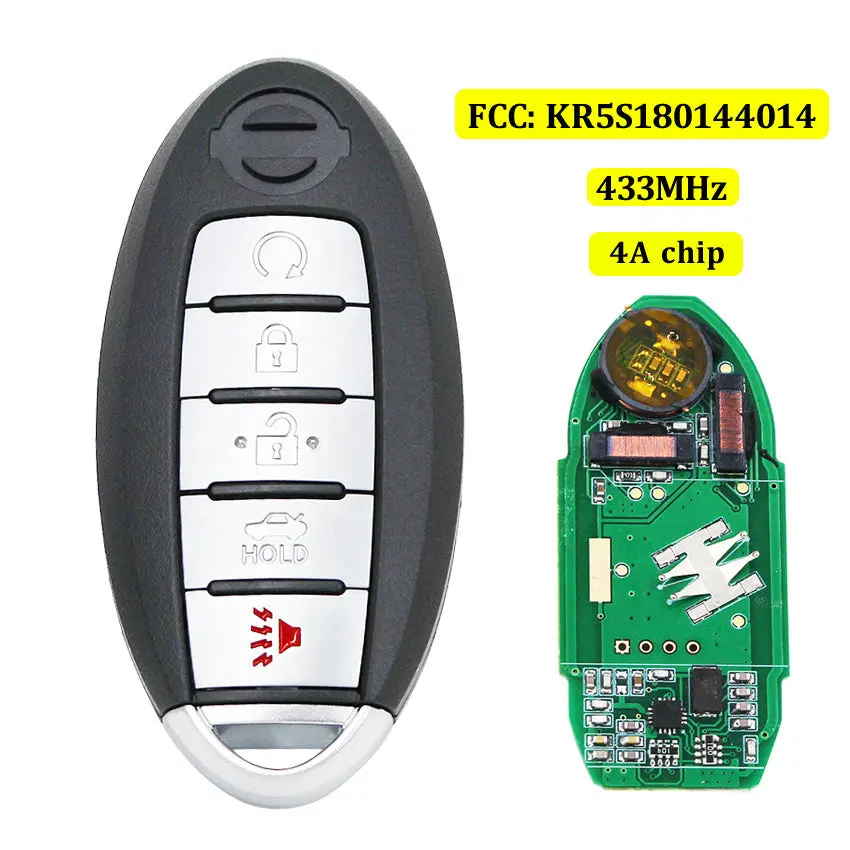 Kr5s180144014 S180144020 Smart Key 433Mhz Id47 Chip For Nissan Altima Maxima Pathfinder 5 Button 1