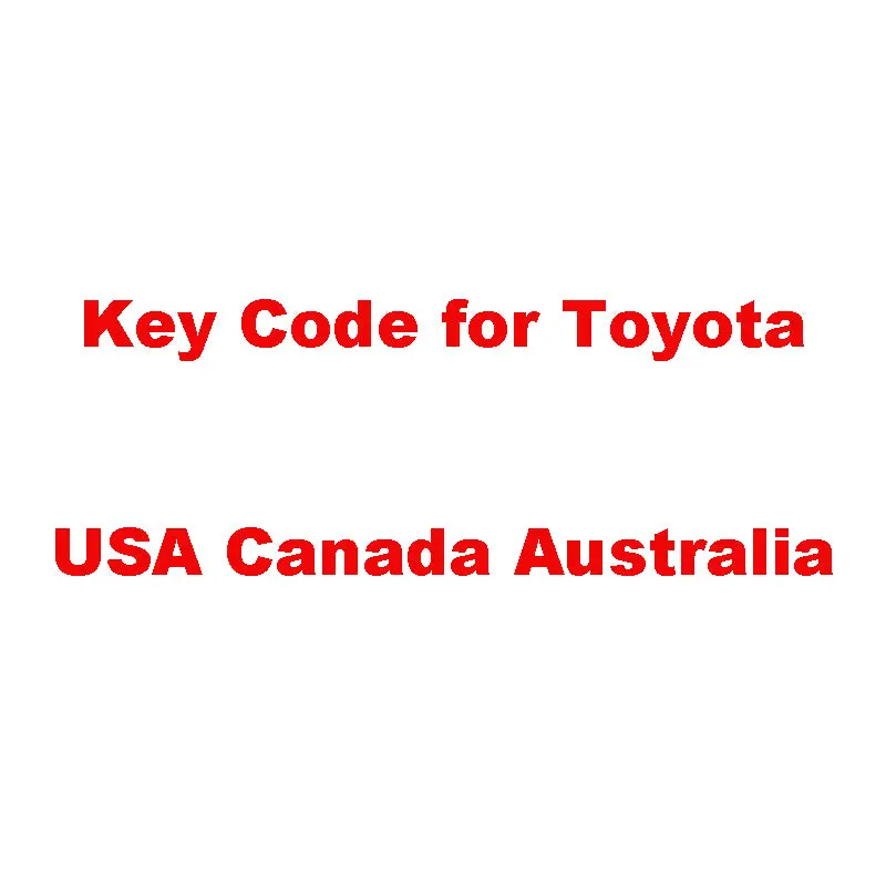 Key Code Cut Number For Toyota (Usa, Canada, Australia) 1
