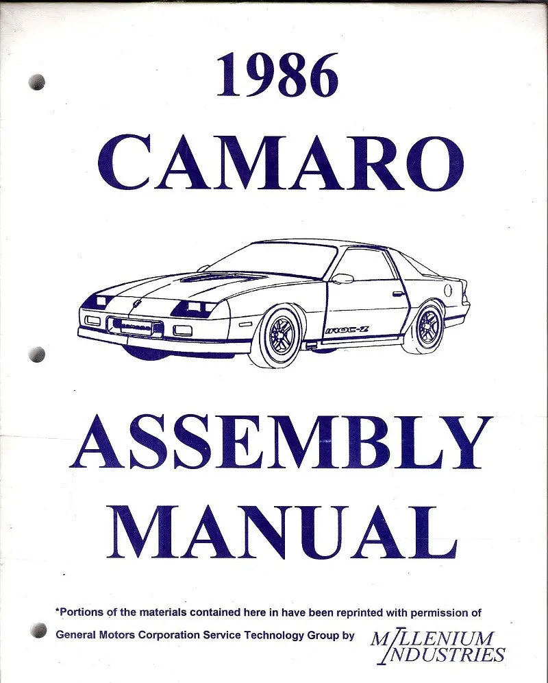 1986 86 Camaro Factory Assembly Manual Z28 - 609 Pages! 1