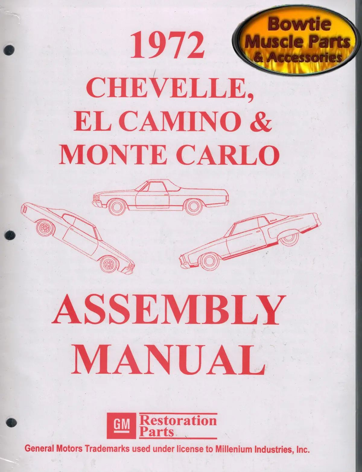 1972 72 Chevelle Malibu El Camino Monte Carlo Ss Factory Assembly Manual Book 1