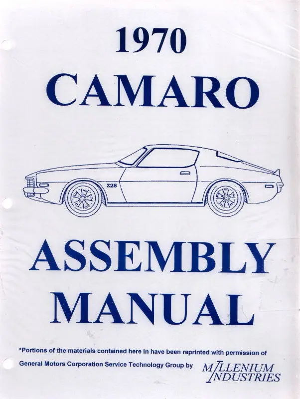 1970 70 Camaro Factory Assembly Manual Z28 Ss Rs 1