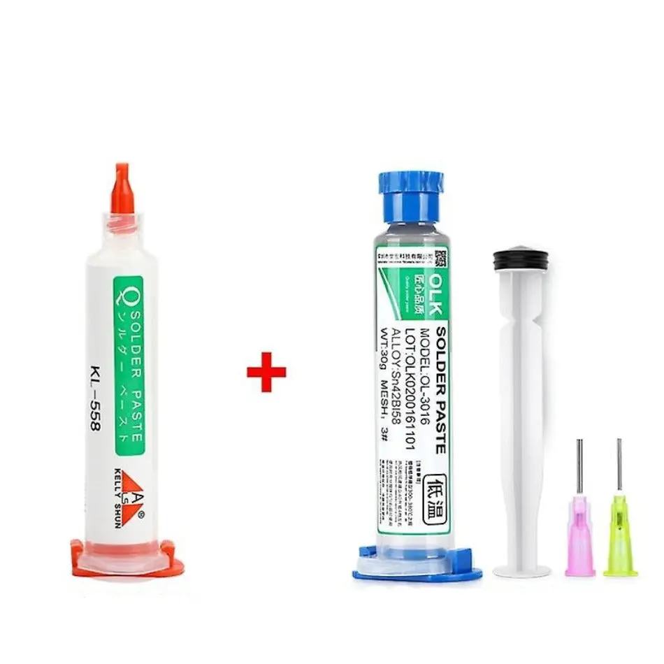 Low Temperature 138°C Lead-Free Syringe Smd Welding Paste Flux + Solder Paste For Electric Soldering 1