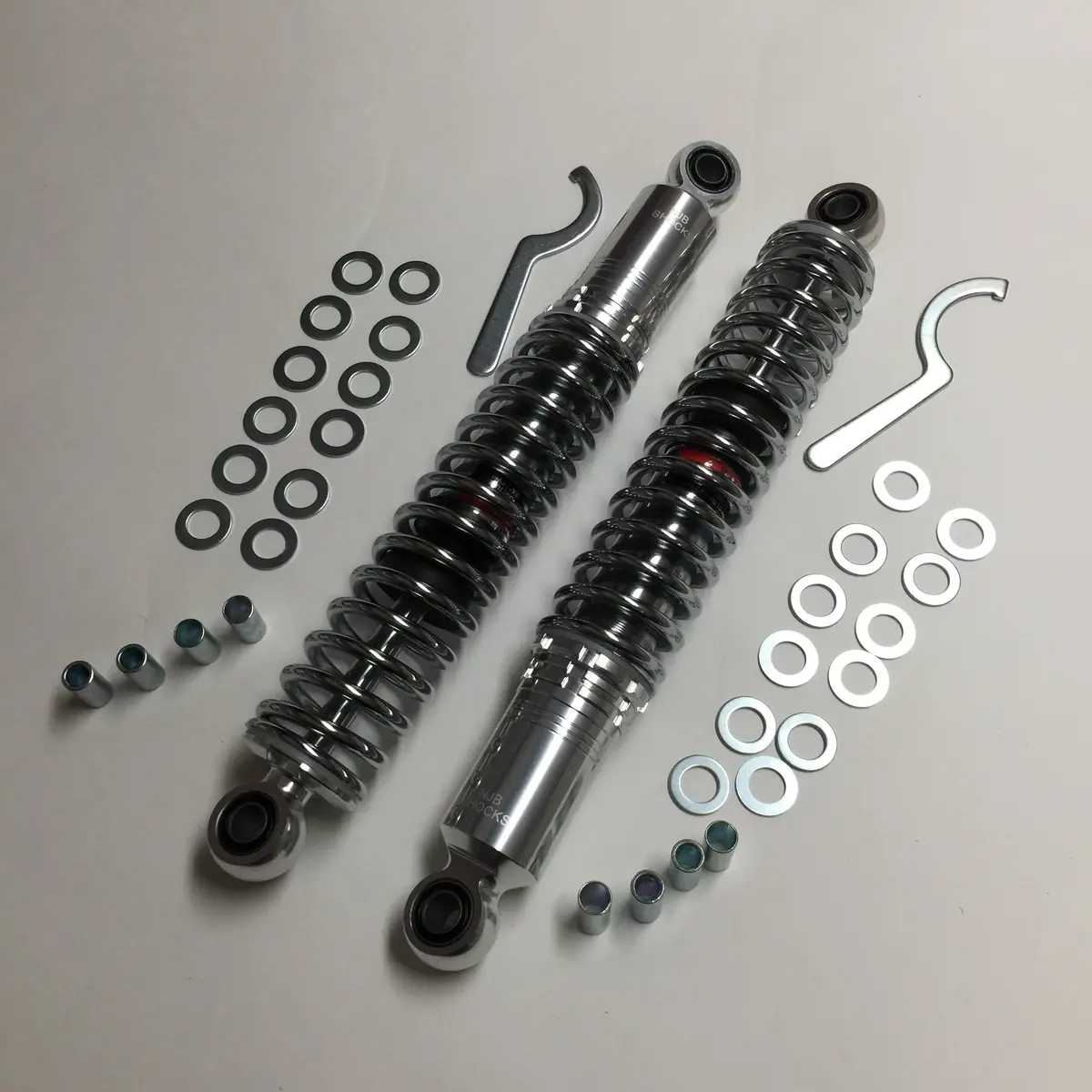 Njb Shocks, Ultimate, Aluminum With Steel Body, Adjusts From 335 Mm To 385 Mm - New! Use Drop Down To Select Spring (Med Or Heavy). 1