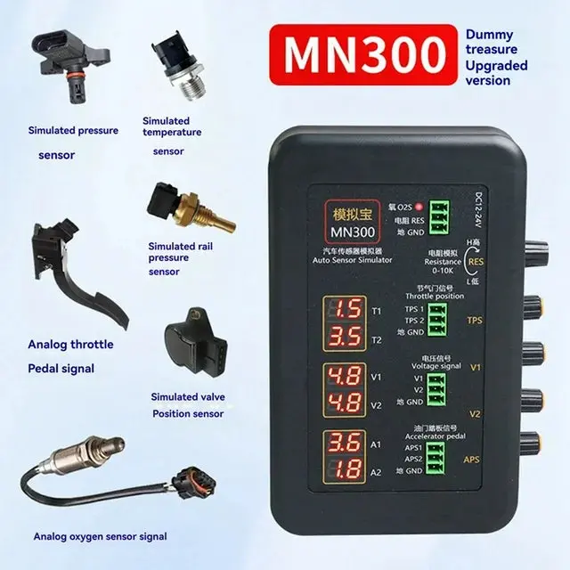 Mn300 Auto Sensor Simulator 12V-24V Automotive Rail Oxygen Oil Pressure Flow Sensor Signal Tester 1