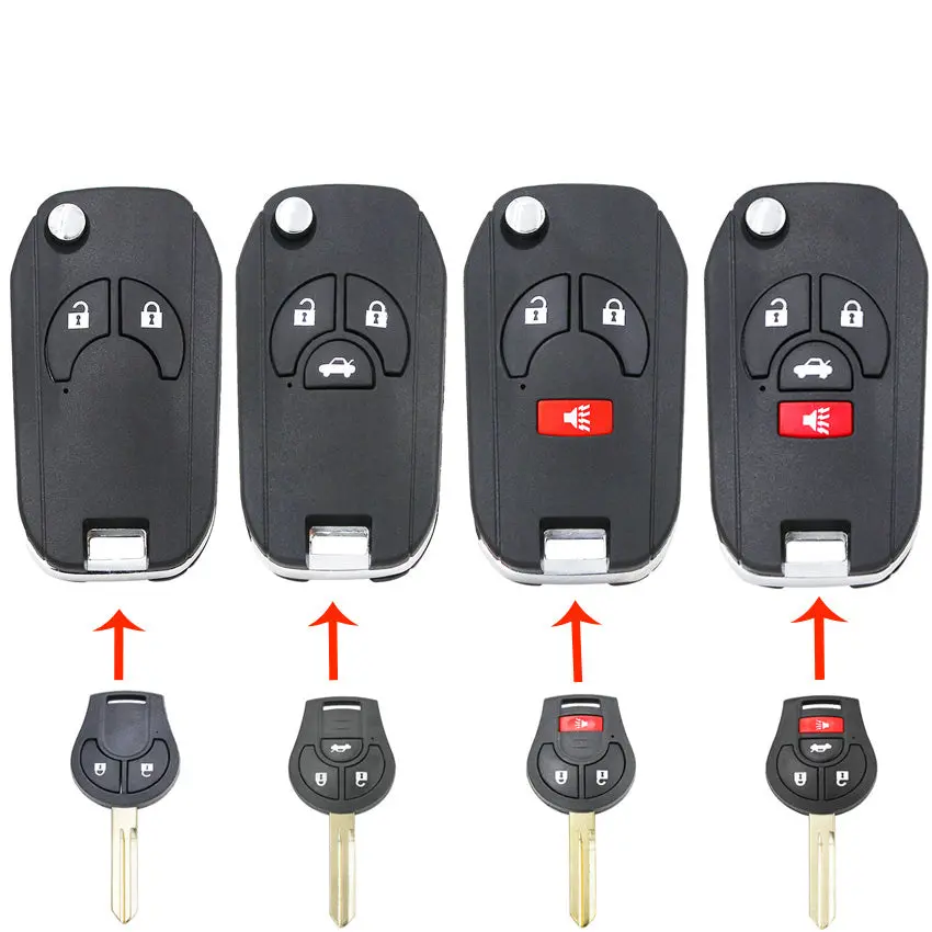 Modified Flip Remote Key Shell Case For Nissan Cube Juke Rogue Note Micra 1