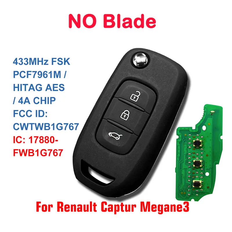 No Blade Flip Remote Car Key Fob For Renault Kadjar Captur Symbol Megane 3 Megane3 Megane Iii For Dacia Duster Cwtwb1g767 1