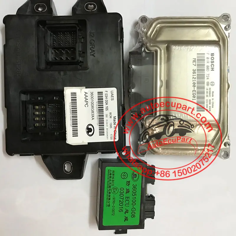 New Bosch Me7 Ecu F01r00d724 3612100-Eg01+ Bcm 3600100Xg83xa + Immobilizer 3605100-G08 03072016 For Great Wall Haval H1 1