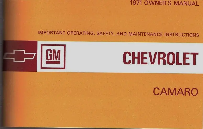 1971 71 Camaro Factory Owners Manual 1