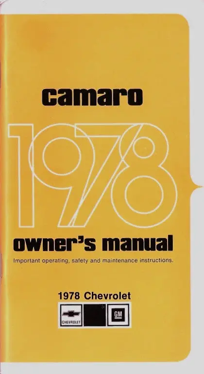 1978 78 Camaro Factory Owners Manual 1