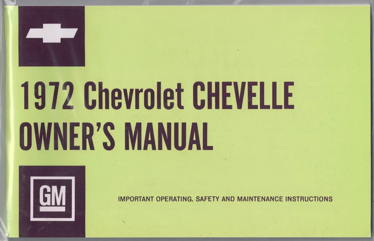 1972 72 Chevelle El Camino Wagon Convertible Factory Owners Owner's Manual 1