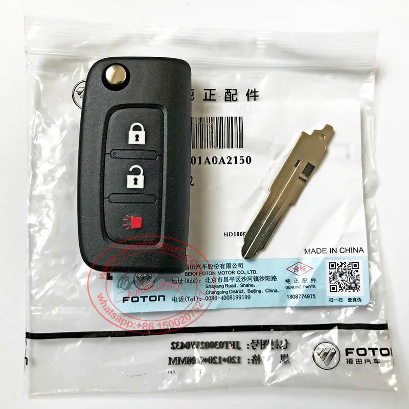 Original 433Mhz Id46 Chip For Foton Sauvana Toplander Flip Remote Key 3 Button 1