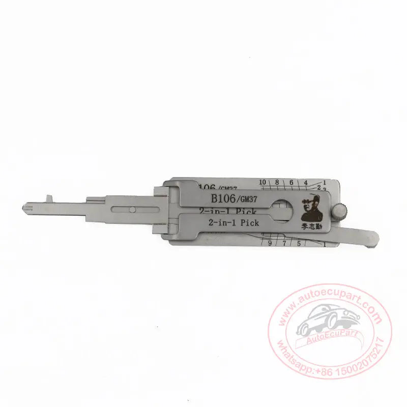 Original Lishi 2-In-1 Pick Decoder Tool Gm37-Ag For Gm B106/107 Non-Warded 10 Cuts Anti Glare Type 1