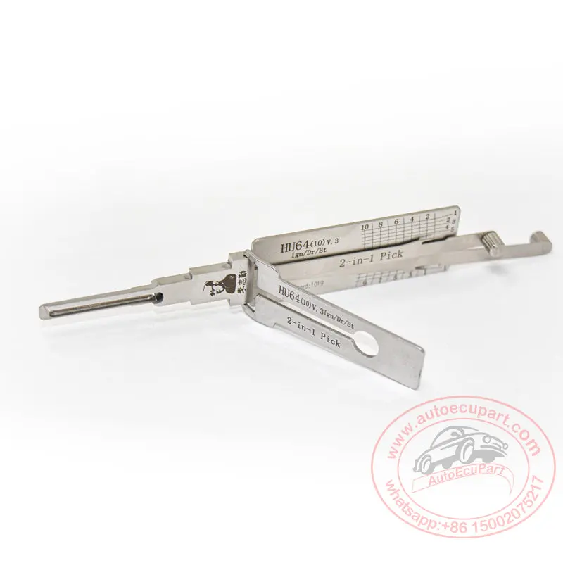 Original Lishi 2-In-1 Pick Decoder Tool Hu64+V2 Mercedes Hu64 Twin Lifters Ignition Type 1