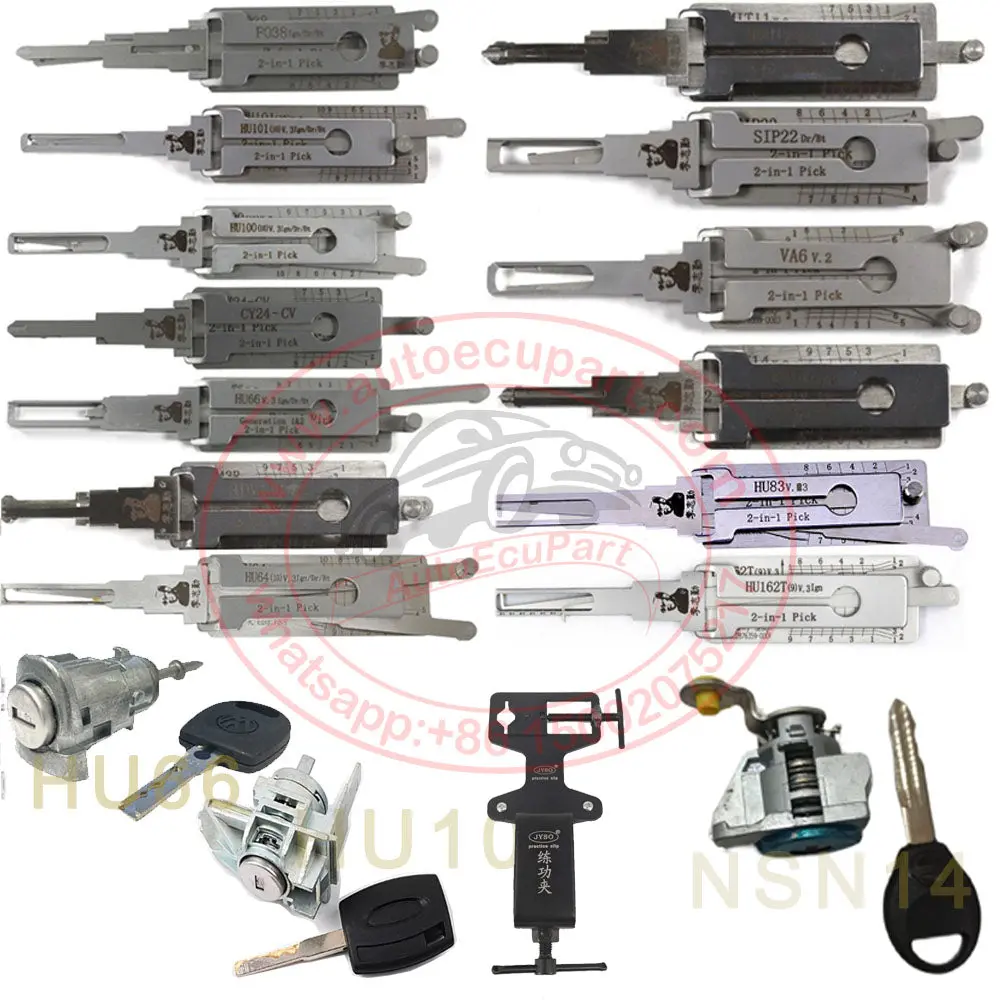 Original Lishi - Complete Automotive Training Starter Pack / 13 Lishi Tools & 3 Cylinders & Training Vice Grip 1