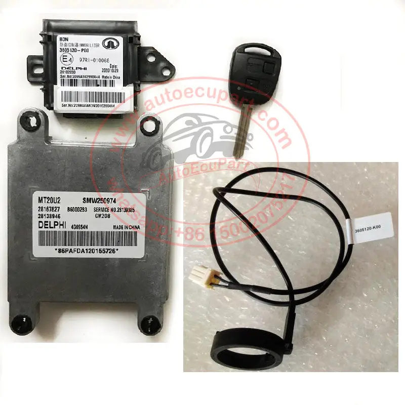 Original New Ecu 28167827 B6000283 Smw250974 + Immobilizer 3605130-P00 + Antenna 3605120-P00 + Remote Control Key 433Mhz For Great Wall Wingle 3, 5, Cowry 1