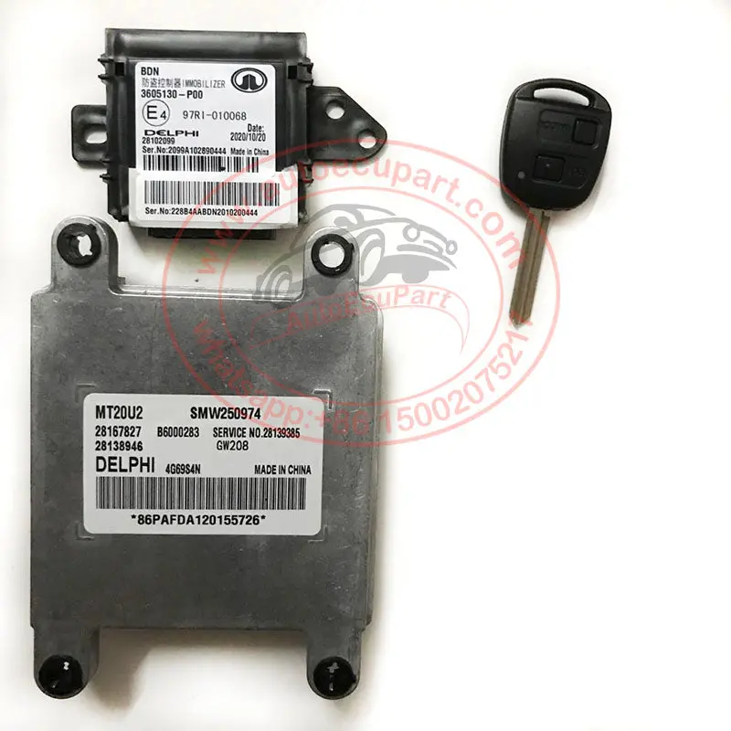 Original New Ecu 28167827 B6000283 Smw250974 + Immobilizer 3605130-P00 + Remote Control Key 433Mhz For Great Wall Wingle 3, 5, Cowry 1