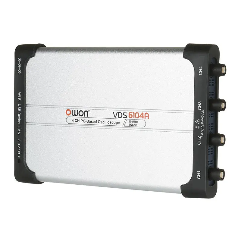 Original Owon Vds6104a 100Mhz 4 Channels 10Mpts 1Gsps 40V Pc Usb Wifi Oscilloscope 1