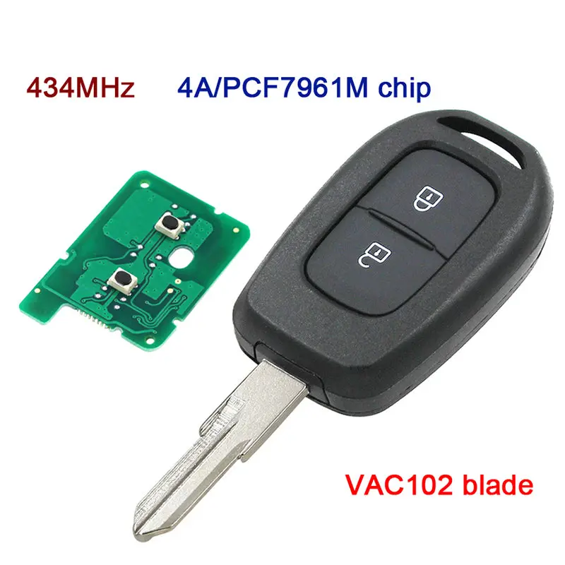 Pcf7961m 4A Vac102 433Mhz Remote Car Key Fob For Renault Dacia Logan Sandero Lodgy Dokker Duster 1