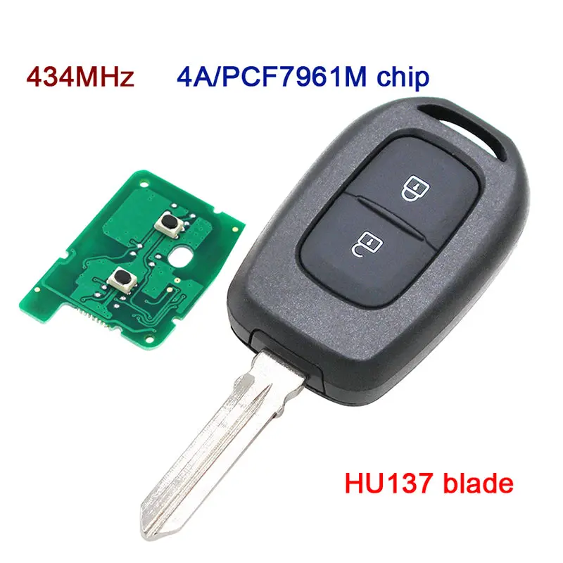 Pcf7961m Hitag-Aes 4A Hu179 433Mhz 2 Button Remote Key For Renault Trafic Dacia Duster Logan Sandero Dokker 1