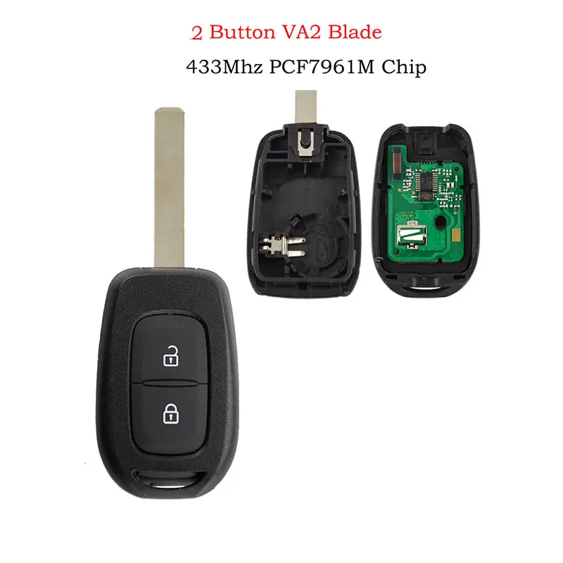 Pcf7961m Hitag-Aes Va2 433Mhz 2 Button Remote Car Key Fob For Renault Symbol Logan Sandero Trafic Dacia Duster Logan Sandero 1