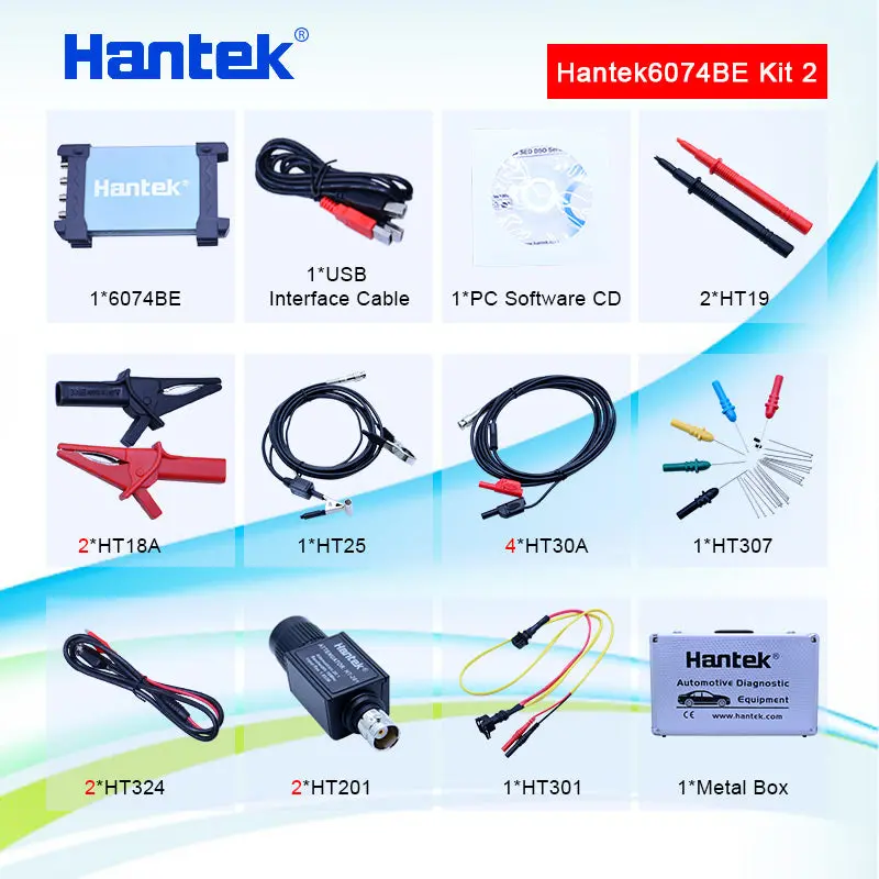 (Package Ii) Hantek 6074Be Usb Automotive Diagnostic Oscilloscope 70Mhz 4 Channel 1