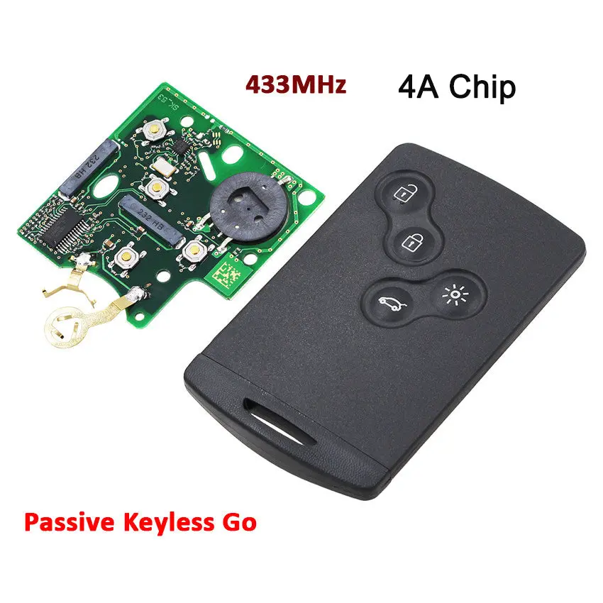 Passive Keyless-Go Entry Remote Key 434Mhz 4A Hitag-Aes Chip For Renault Clio Iv Captur 4 Button 1