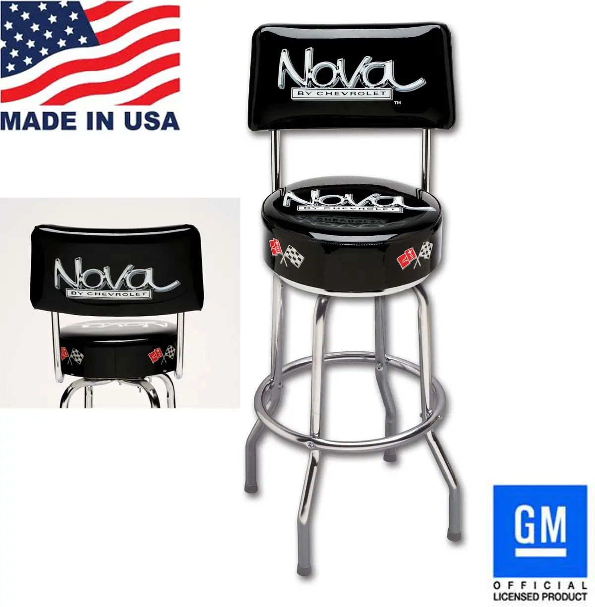 Nova Bar Stool Counter Shop With Back Rest Made In Usa! 1