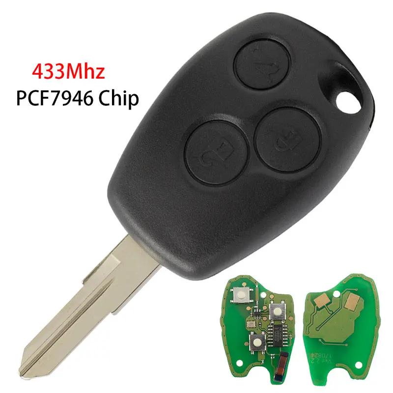 Remote Key 433Mhz Pcf7946 Chip For Renault Clio Kangoo Master Vauxhall 3 Button Vac102 1