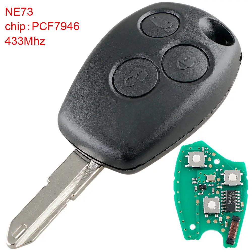 Remote Key 433Mhz Pcf7946 Chip For Renault Clio Modus Kangoo Master 3 Button Ne73 1