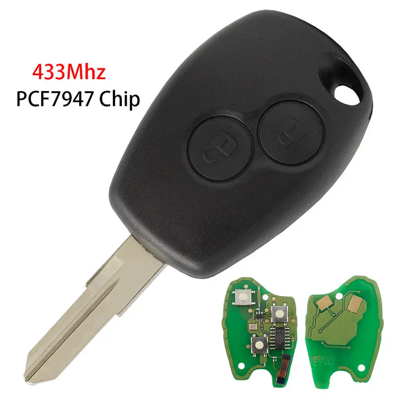 Remote Key 433Mhz Pcf7947 Id46 Chip For Renault Duster Clio Kangoo Logan 2 Button Vac102 1