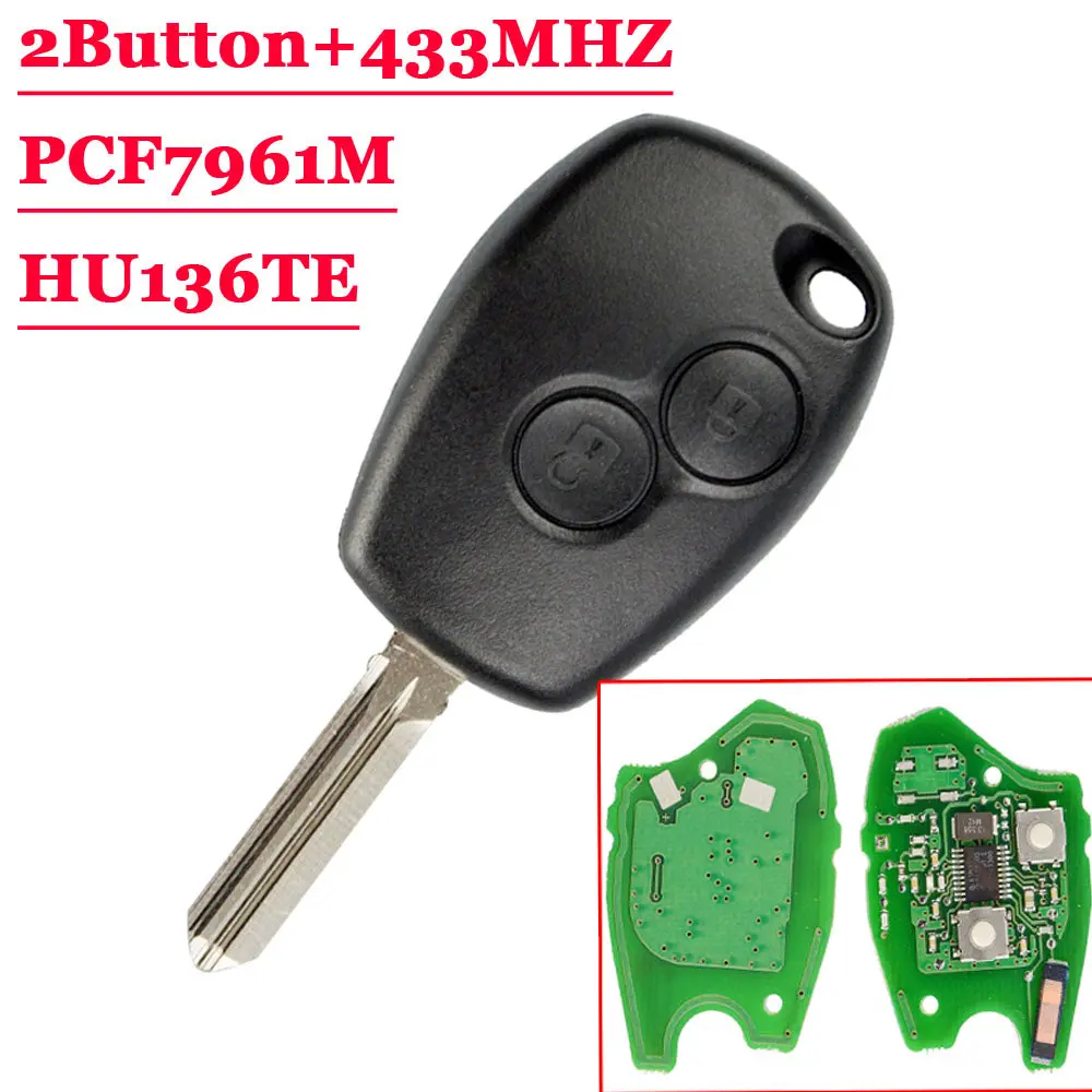 Remote Key 433Mhz Pcf7961m 4A For Renault Trafic Logan Dacia Duster Sandero 2 Button Hu136te 1