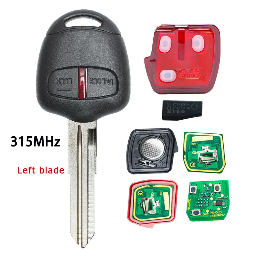 Remote Key Control 315Mhz Id46 Chip 2 Button For Mitsubishi L200 Shogun Pajero Montero Mit8 Left Blade 1
