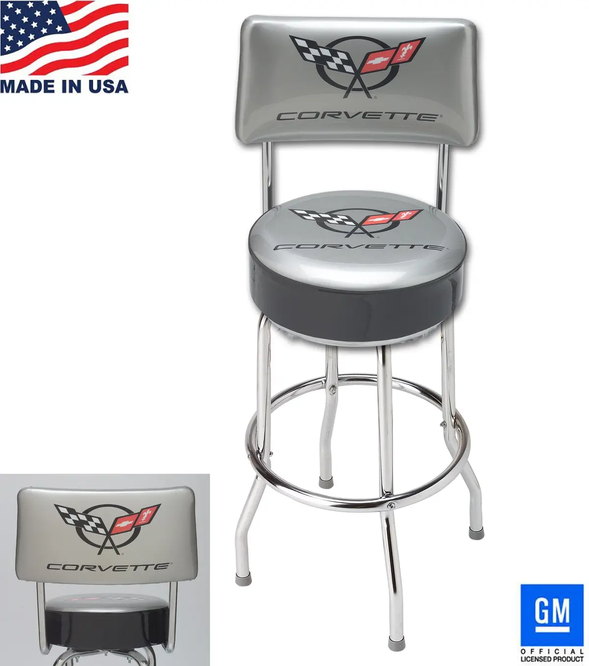 C5 Corvette Bar Stool Counter Shop With Back Rest Made In Usa! 1