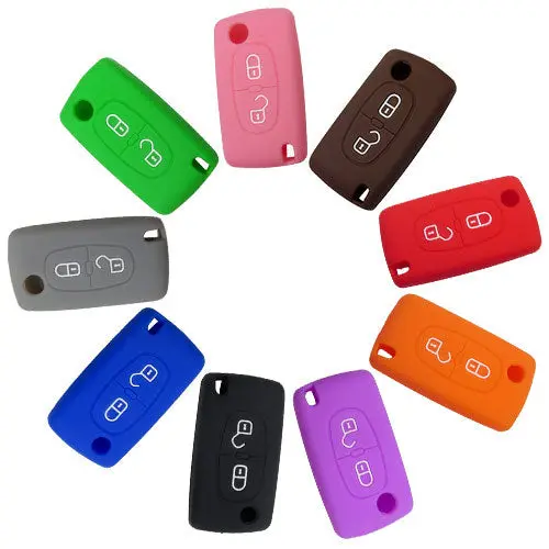 Silicone Cover For 2 Buttons Peugeot Citroen Car Keys - 5 Pieces 1