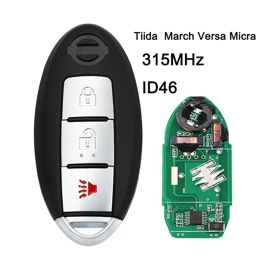 Smart Key 315Mhz Id46 Pcf7952 Chip For Nissan Tiida March Versa Micra 3 Button 1