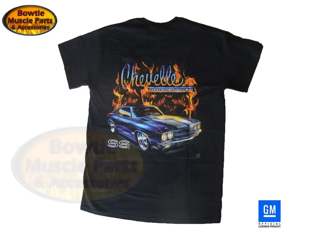 68 69 70 71 72 Chevy Chevelle Ss Flame T-Shirt Black Tee Shirt Gm Licensed 1970 1