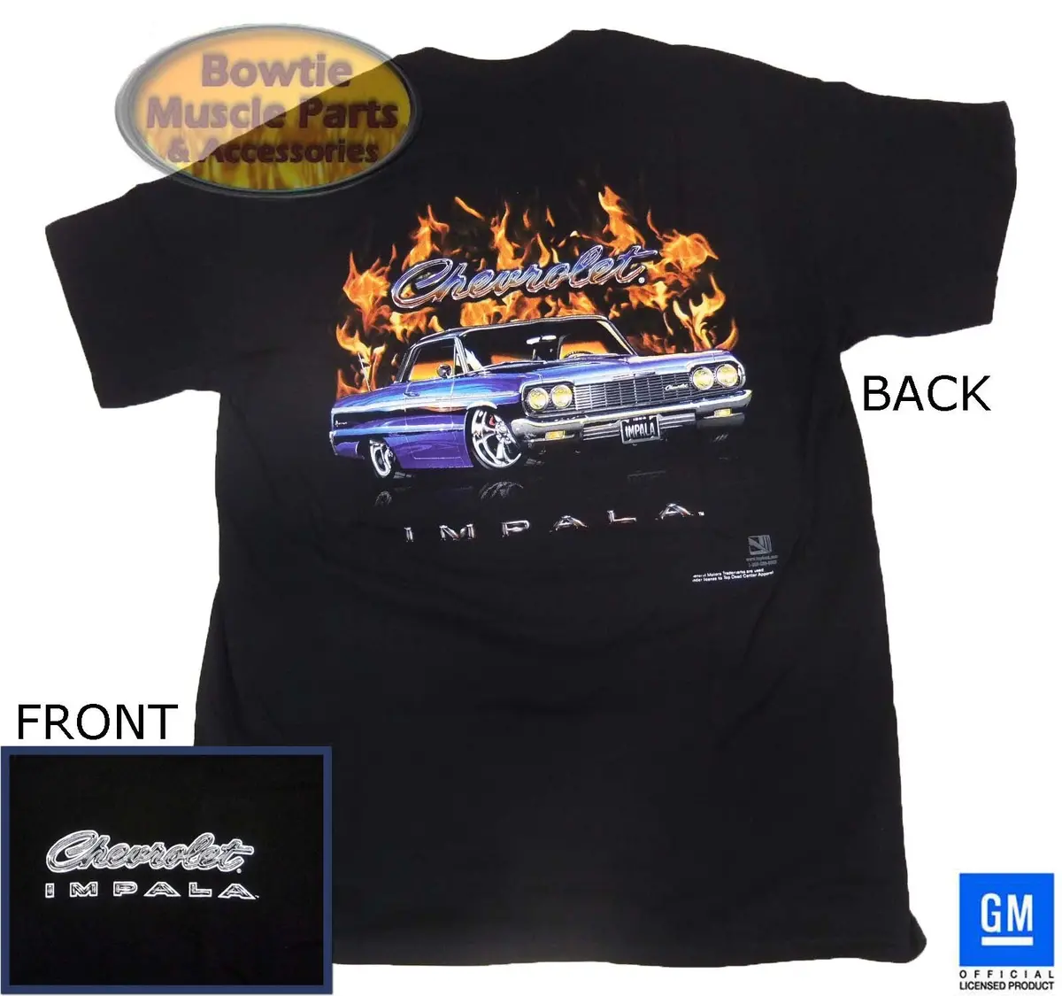 62 63 64 65 Impala Ss Flame T-Shirt Black Gm Licensed 1
