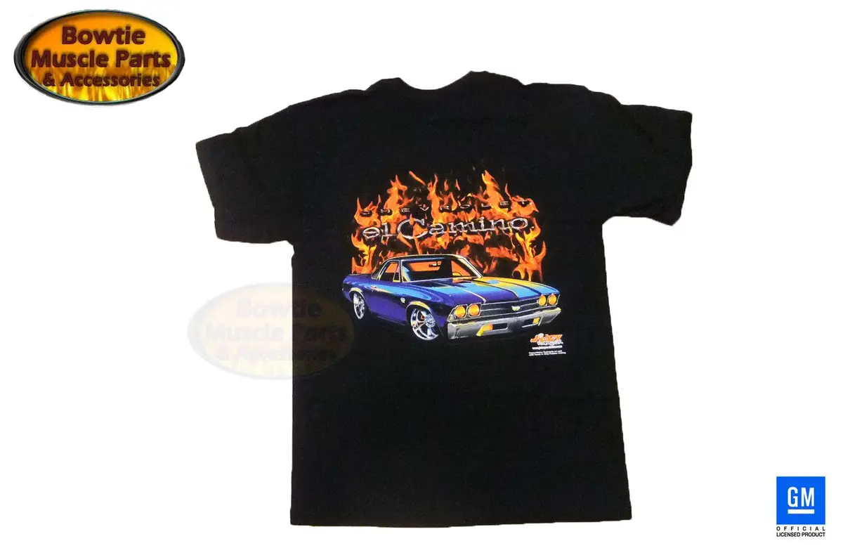 68 69 70 71 72 Chevy El Camino Ss Flame T-Shirt Black Tee Shirt Gm Licensed 1
