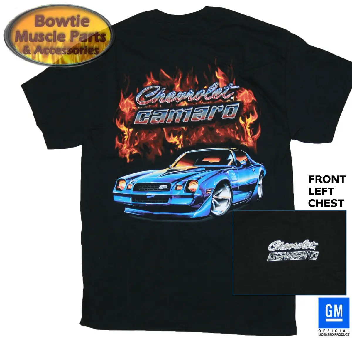 78 79 77 80 81 2Nd Gen Camaro Z28 Flame T-Shirt Black Gm Licensed 67 68 69 76 75 1