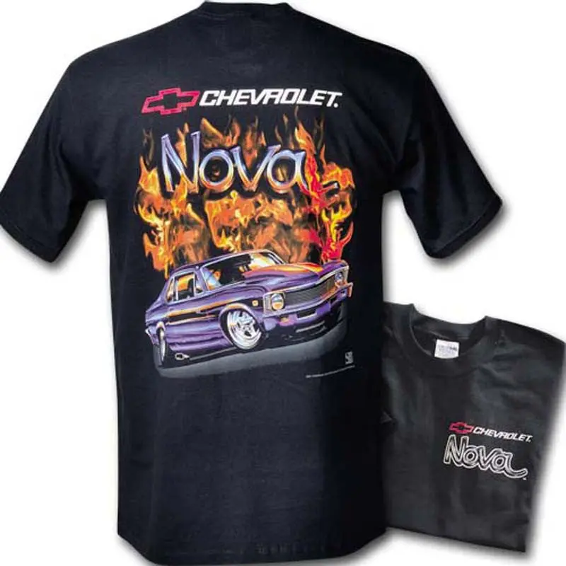 68 69 70 71 72 Chevy Ii Nova Ss Flame T-Shirt Black Tee Shirt Gm Licensed 1