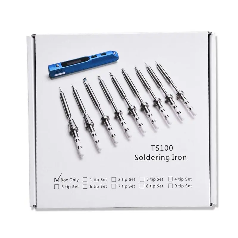 Original Ts100 Mini 65W 12-24V Soldering Iron With Aluminium Case All-In-One Kit (9 Iron Tips, Xt60 Cable, Holder) 1