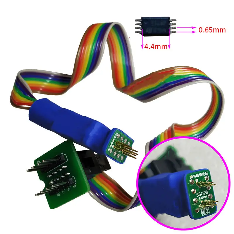 4.4*3Mm Tssop8 Pogo Pin Adapter Chip Probe Spring Loaded Touch Holder For In-Circuit Dashboard Airbag Srs Eeprom Program 0.65Mm 8 Position 1