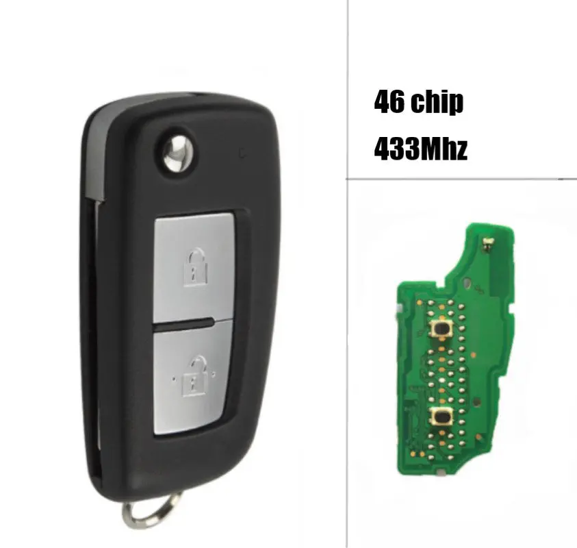 Twb1g766 Flip Remote Key 433Mhz Pcf7961a Id46 Chip For Nissan Micra Note 2 Button 1