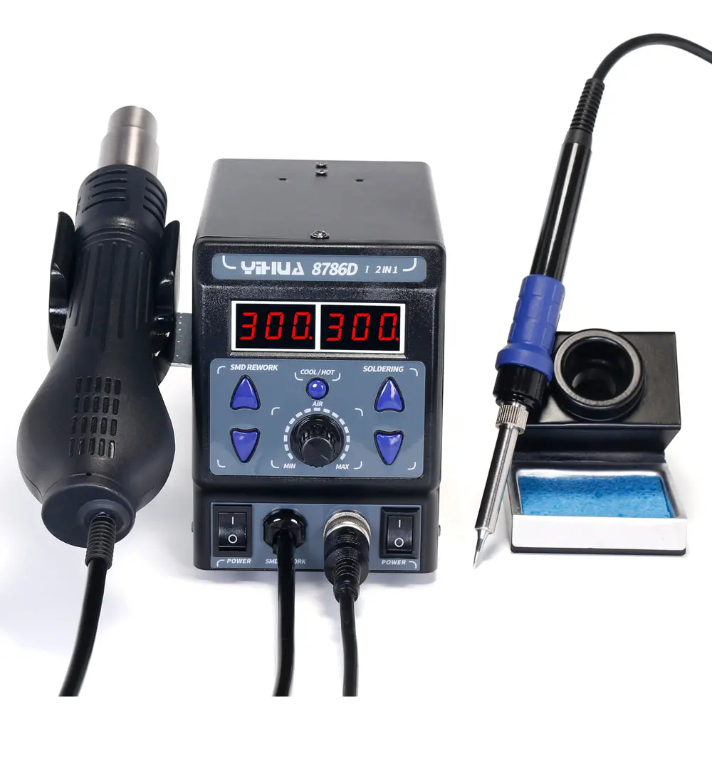 Yihua 8786D Digital Soldering Iron Hot Air Solder Rework Station Electronic Repair Bga Hot Gun Soldering Station 1