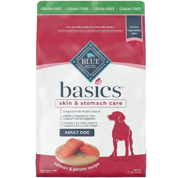 Blue Basics Skin & Stomach Care Grain-Free Salmon & Potato Recipe Dry Dog Food, 22Lb 1